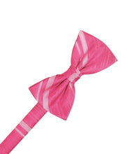 Load image into Gallery viewer, Cardi Pre-Tied Bubblegum Striped Satin Bow Tie