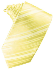 Load image into Gallery viewer, Cardi Self Tie Canary Striped Satin Necktie