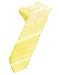 Cardi Self Tie Canary Striped Satin Skinny Necktie