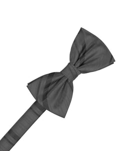 Cardi Pre-Tied Charcoal Striped Satin Bow Tie