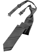 Load image into Gallery viewer, Cardi Pre-Tied Charcoal Striped Satin Skinny Necktie
