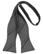 Load image into Gallery viewer, Cardi Self Tie Charcoal Striped Satin Bow Tie