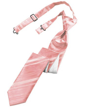 Load image into Gallery viewer, Cardi Pre-Tied Coral Striped Satin Skinny Necktie