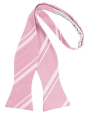 Load image into Gallery viewer, Cardi Self Tie Coral Striped Satin Bow Tie
