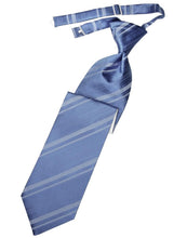 Load image into Gallery viewer, Cardi Pre-Tied Cornflower Striped Satin Necktie