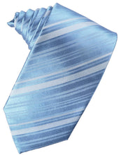 Load image into Gallery viewer, Cardi Self Tie Cornflower Striped Satin Necktie