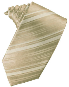 Cardi Self Tie Golden Striped Satin Necktie