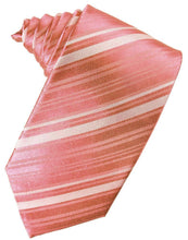Load image into Gallery viewer, Cardi Self Tie Guava Striped Satin Necktie
