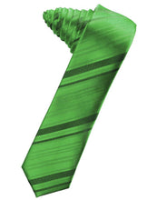 Load image into Gallery viewer, Cardi Self Tie Kelly Striped Satin Skinny Necktie