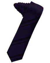 Load image into Gallery viewer, Cardi Self Tie Lapis Striped Satin Skinny Necktie