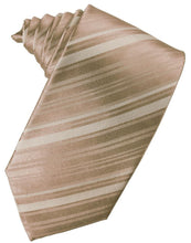 Load image into Gallery viewer, Cardi Self Tie Latte Striped Satin Necktie
