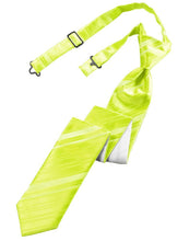 Load image into Gallery viewer, Cardi Pre-Tied Lime Striped Satin Skinny Necktie