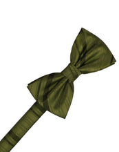 Load image into Gallery viewer, Cardi Pre-Tied Moss Striped Satin Bow Tie