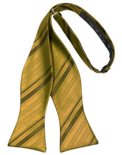 Load image into Gallery viewer, Cardi Self Tie New Gold Striped Satin Bow Tie