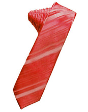 Load image into Gallery viewer, Cardi Self Tie Persimmon Striped Satin Skinny Necktie