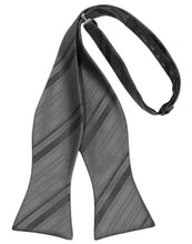 Load image into Gallery viewer, Cardi Self Tie Pewter Striped Satin Bow Tie