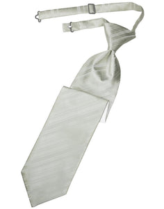 Cardi Pre-Tied Platinum Striped Satin Necktie