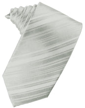 Load image into Gallery viewer, Cardi Self Tie Platinum Striped Satin Necktie