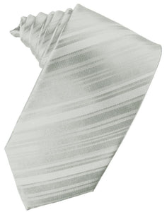 Cardi Self Tie Platinum Striped Satin Necktie