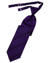Load image into Gallery viewer, Cardi Pre-Tied Purple Striped Satin Necktie
