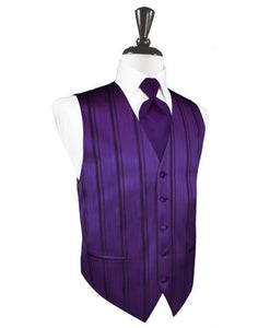 Cardi Purple Striped Satin Tuxedo Vest