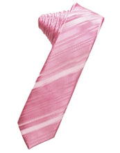 Load image into Gallery viewer, Cardi Self Tie Rose Petal Striped Satin Skinny Necktie