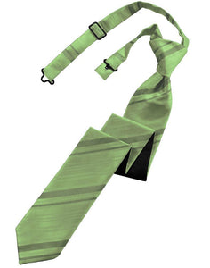 Cardi Pre-Tied Sage Striped Satin Skinny Necktie