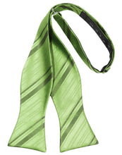 Load image into Gallery viewer, Cardi Self Tie Sage Striped Satin Bow Tie