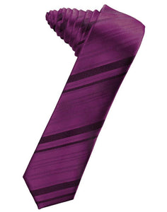 Cardi Self Tie Sangria Striped Satin Skinny Necktie