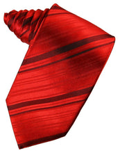 Load image into Gallery viewer, Cardi Self Tie Scarlet Striped Satin Necktie