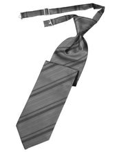 Load image into Gallery viewer, Cardi Pre-Tied Silver Striped Satin Necktie
