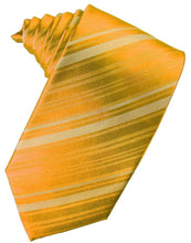 Load image into Gallery viewer, Cardi Self Tie Tangerine Striped Satin Necktie