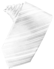 Load image into Gallery viewer, Cardi Self Tie White Striped Satin Necktie