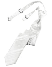 Load image into Gallery viewer, Cardi Pre-Tied White Striped Satin Skinny Necktie