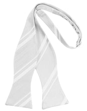 Load image into Gallery viewer, Cardi Self Tie White Striped Satin Bow Tie