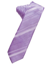 Load image into Gallery viewer, Cardi Self Tie Wisteria Striped Satin Skinny Necktie
