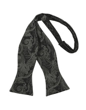 Load image into Gallery viewer, Cardi Self Tie Charcoal Tapestry Bow Tie