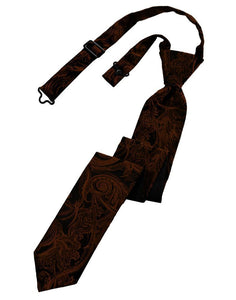 Cardi Pre-Tied Cognac Tapestry Skinny Necktie