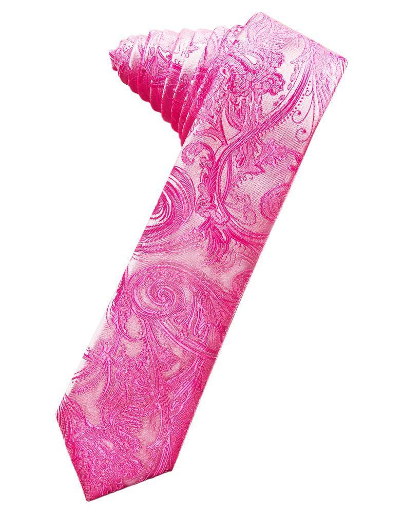 Cardi Self Tie Fuchsia Tapestry Skinny Necktie