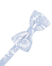 Load image into Gallery viewer, Cardi Pre-Tied Light Blue Tapestry Bow Tie