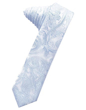 Load image into Gallery viewer, Cardi Self Tie Light Blue Tapestry Skinny Necktie