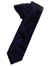 Load image into Gallery viewer, Cardi Self Tie Midnight Blue Tapestry Skinny Necktie