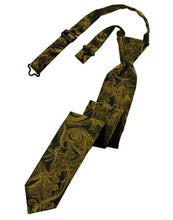 Load image into Gallery viewer, Cardi Pre-Tied Gold Tapestry Skinny Necktie