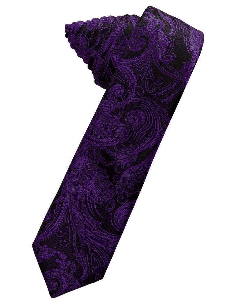 Cardi Self Tie Purple Tapestry Skinny Necktie