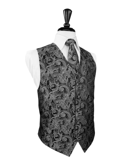 Cardi Silver Tapestry Tuxedo Vest