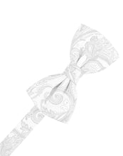 Load image into Gallery viewer, Cardi Pre-Tied White Tapestry Bow Tie