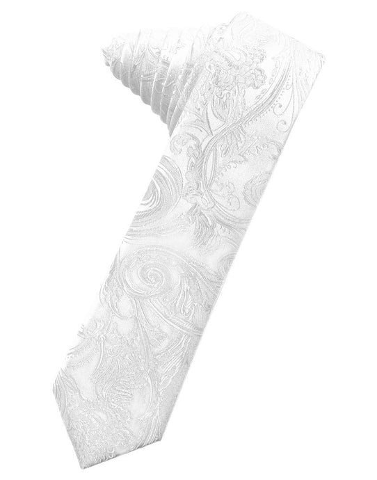 Cardi Self Tie White Tapestry Skinny Necktie