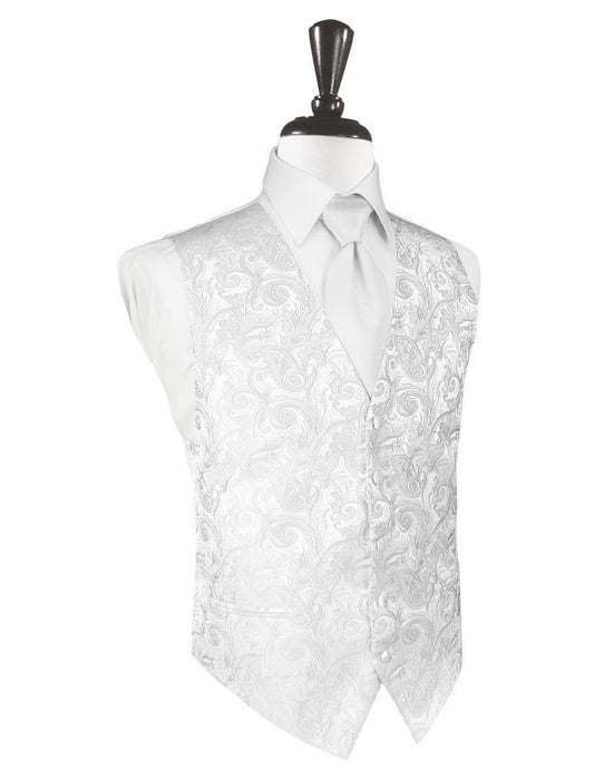 Cardi White Tapestry Tuxedo Vest