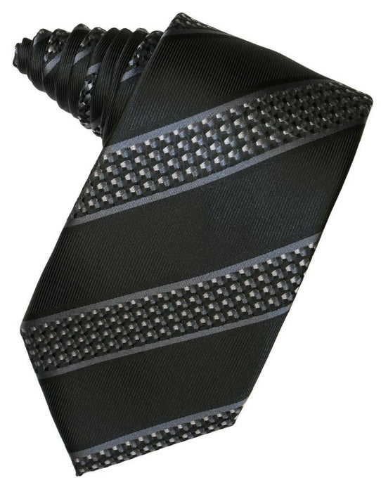 Cardi Self Tie Asphalt Venetian Stripe Necktie