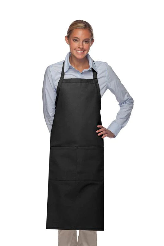 Cardi / DayStar Black Deluxe XL Butcher Adjustable Apron (2 Pockets)